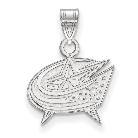 10k White Gold NHL Columbus Blue Jackets Small Pendant